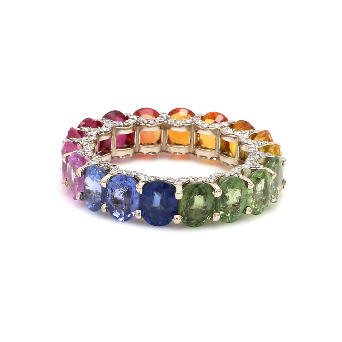 Rainbow Sapphire Oval and Diamond (Ruby Edition) Ring