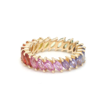 Rainbow Sapphire Marquees Ring