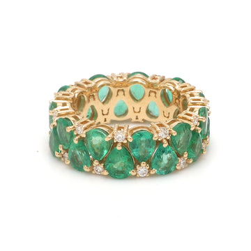 Emerald Pear and Diamond Ring