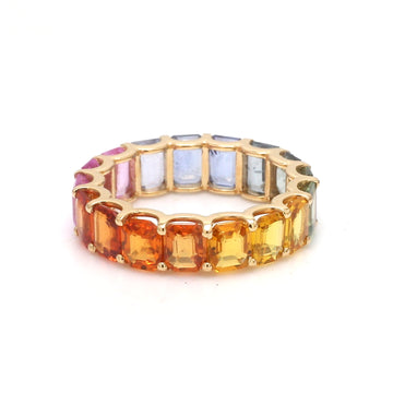 Rainbow Sapphire U Shape Prong Ring