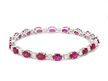 Ruby Oval and Diamond Bracelet