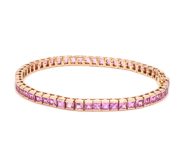 Pink Sapphire Princess Cut Bracelet