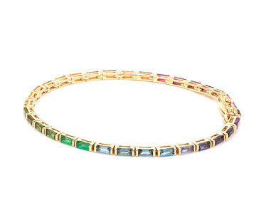 Rainbow Gemstone Baguette Bracelet