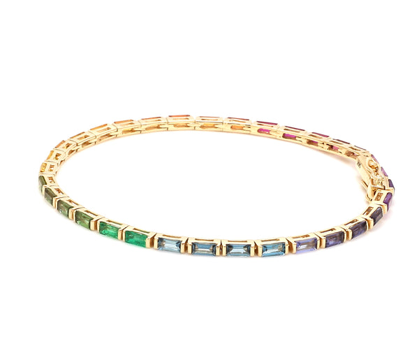 Rainbow Gemstone Baguette Bracelet