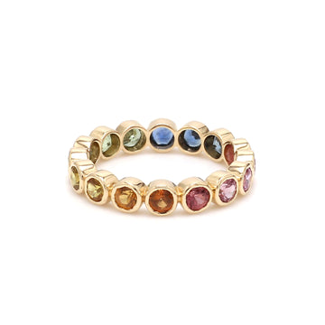 Rainbow Sapphire 3MM Bezel Set ring