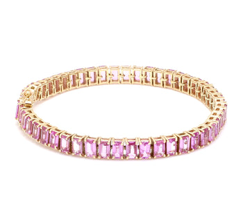 Pink Sapphire Emerald Cut Bracelet