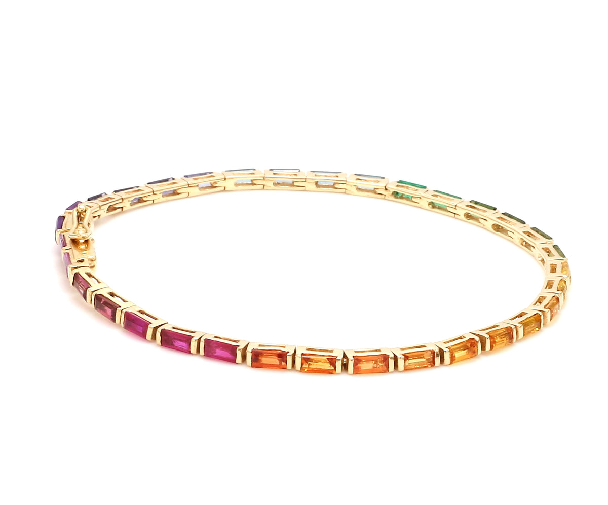 Rainbow Gemstone Baguette Bracelet