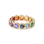 Rainbow Gemstone Heart Bezel Set Ring