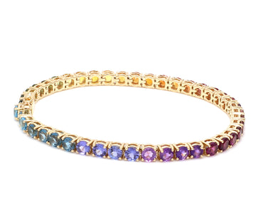 Rainbow Gemstone 4MM Round Bracelet