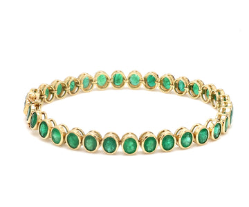 Emerald Oval Cut Bezel Set Vertical Bracelet