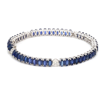 Blue Sapphire Oval Diamond Bracelet