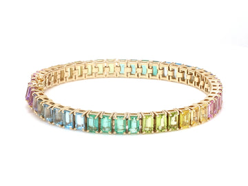 Rainbow Gemstone Emerald Cut Pastel Bracelet