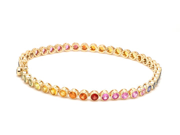 Rainbow Sapphire Round Bezel Set Bracelet