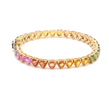 Rainbow Sapphire Big Heart Bracelet