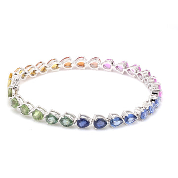 Rainbow Sapphire Pear Tennis Bracelet