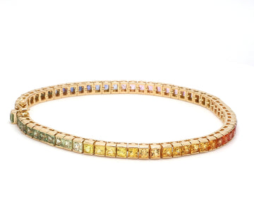 Rainbow Sapphire Princess Cut Bracelet