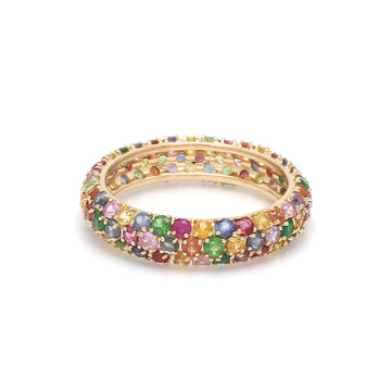 Rainbow Sapphire Random Pave Ring