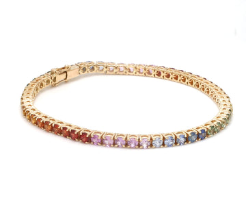 Rainbow Sapphire 3MM Tennis Bracelet