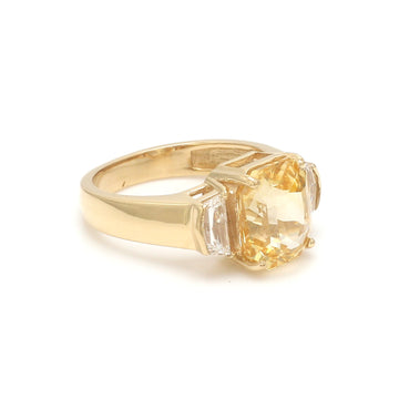 Yellow Sapphire Diamond Three Stone Ring