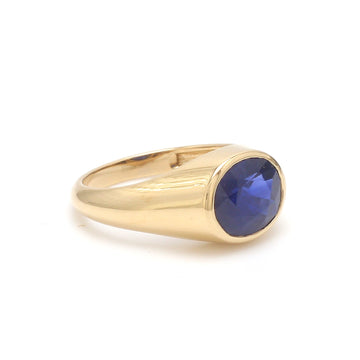 Blue Sapphire Oval Signet Ring
