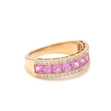 Pink Sapphire Princess Cut Half Eternity Band