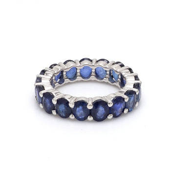 Blue Sapphire Oval Eternity Band