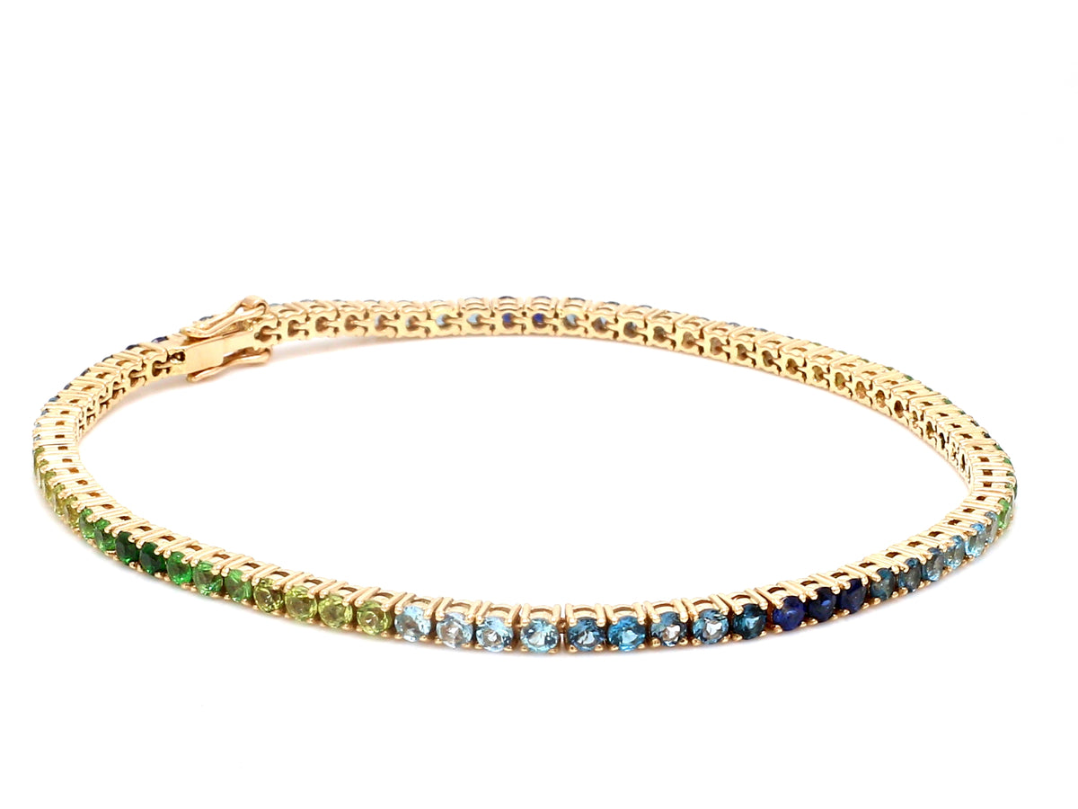 Blue Green Ombre 2MM Round Bracelet
