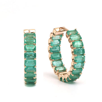 Emerald Octagon Mini Hoops