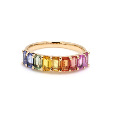 Rainbow Sapphire Octagon Half Eternity Band