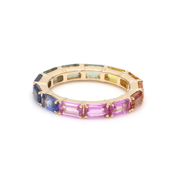 Rainbow Sapphire East West Prong Set Ring