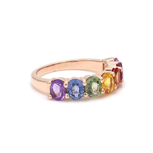 Rainbow Sapphire Seven Stone Ring