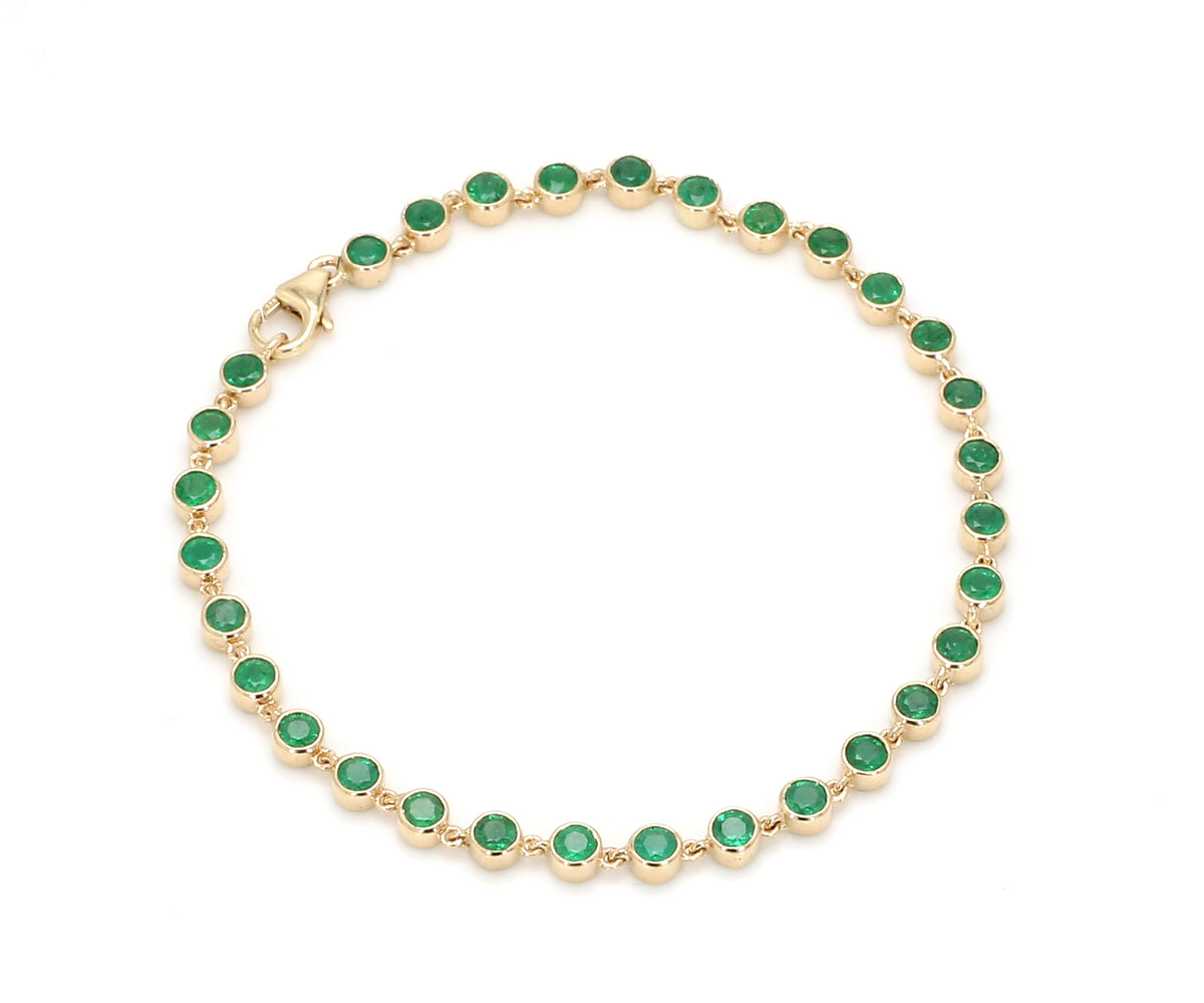 Emerald Round Link Chain Bracelet