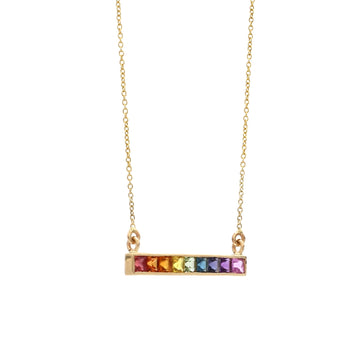 Rainbow Gemstone Horizontal Bar Pendant