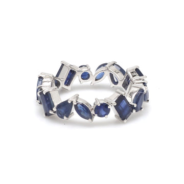 Blue Sapphire Mix Shape Thin Band