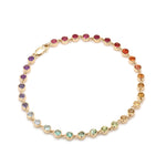 Rainbow Gemstone Round Link Chain Bracelet