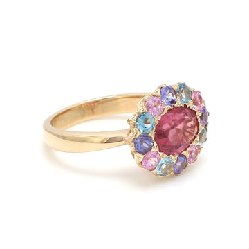 Pink Tourmaline and Pastel Halo Ring