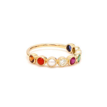 Navratna Bezel Set Ring