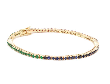 Ruby Emerald Sapphire 2MM Bracelet