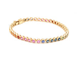 Rainbow Sapphire Round Bezel Set Bracelet