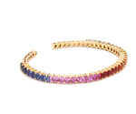 Rainbow Sapphire Princess Cut Cuff
