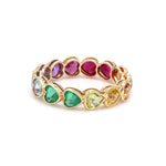 Rainbow Gemstone Heart Bezel Set Ring