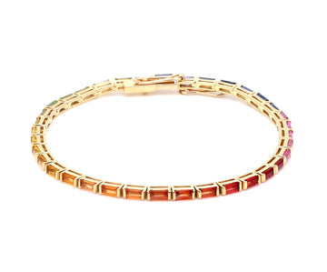 Rainbow Sapphire Baguette Bar Set Bracelet
