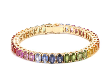 Rainbow Sapphire 6x4MM Oval Bracelet