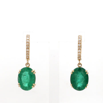 Emerald Oval Diamond Earrings