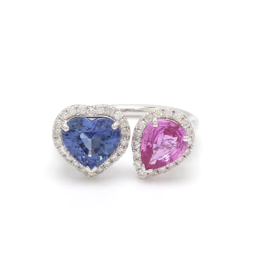 Blue Sapphire Pink Sapphire Two Stone Ring