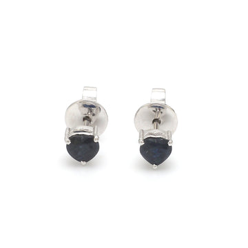 Blue Sapphire Heart Studs