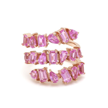 Pink Sapphire Mix Shape Spiral Ring
