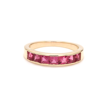 Pink Tourmaline Square Channel Set Ring