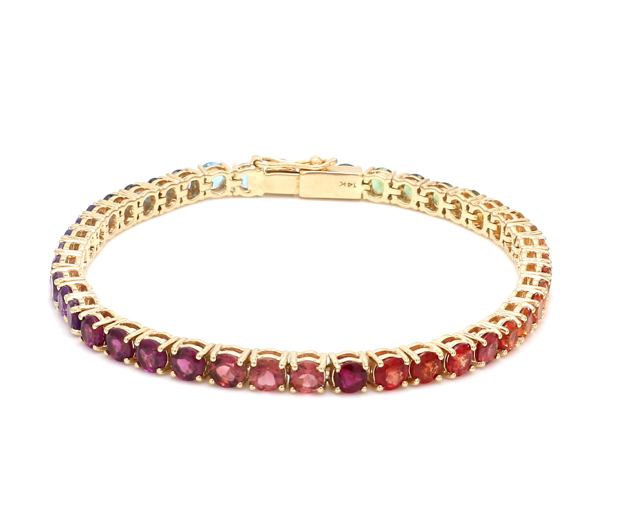Rainbow Gemstone 4MM Round Bracelet