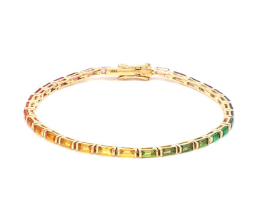 Rainbow Gemstone Baguette Bracelet